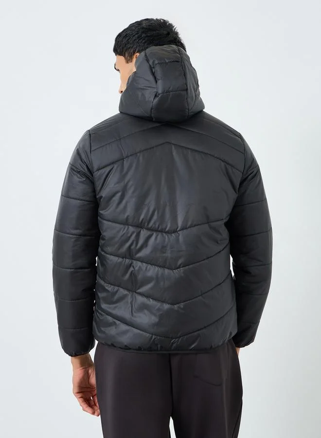 Styli  Men Oversized Fit Solid Hooded Puffer Jacket for Men | Best Price UAE